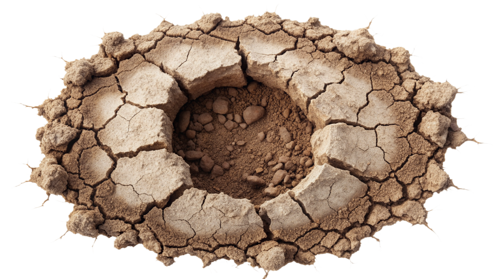 Earth hole with cracks isolated on transparent background png