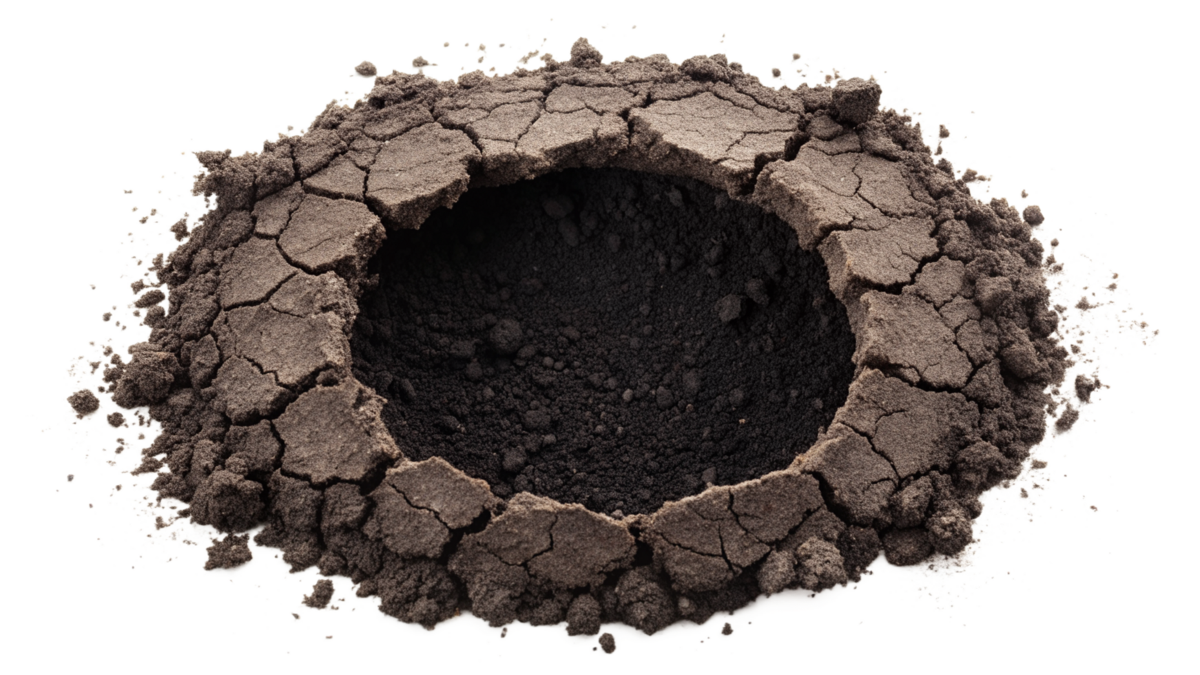 Earth hole with cracks isolated on transparent background png