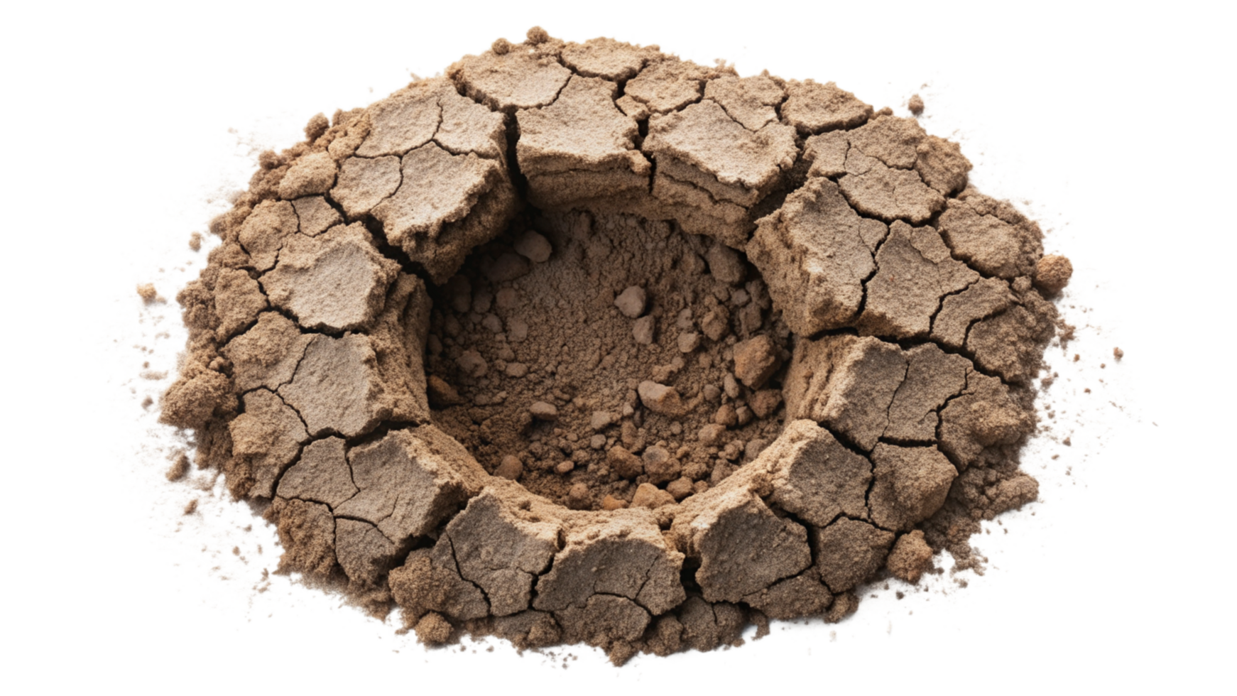 Earth hole with cracks isolated on transparent background png