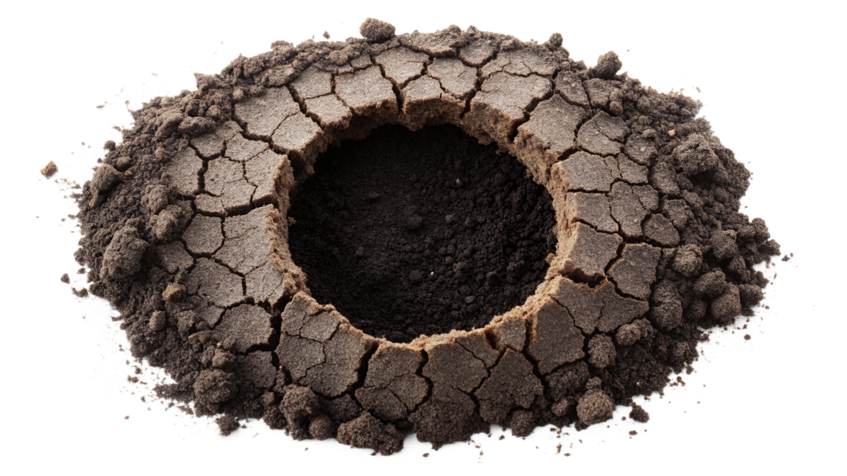 Earth hole with cracks isolated on transparent background png