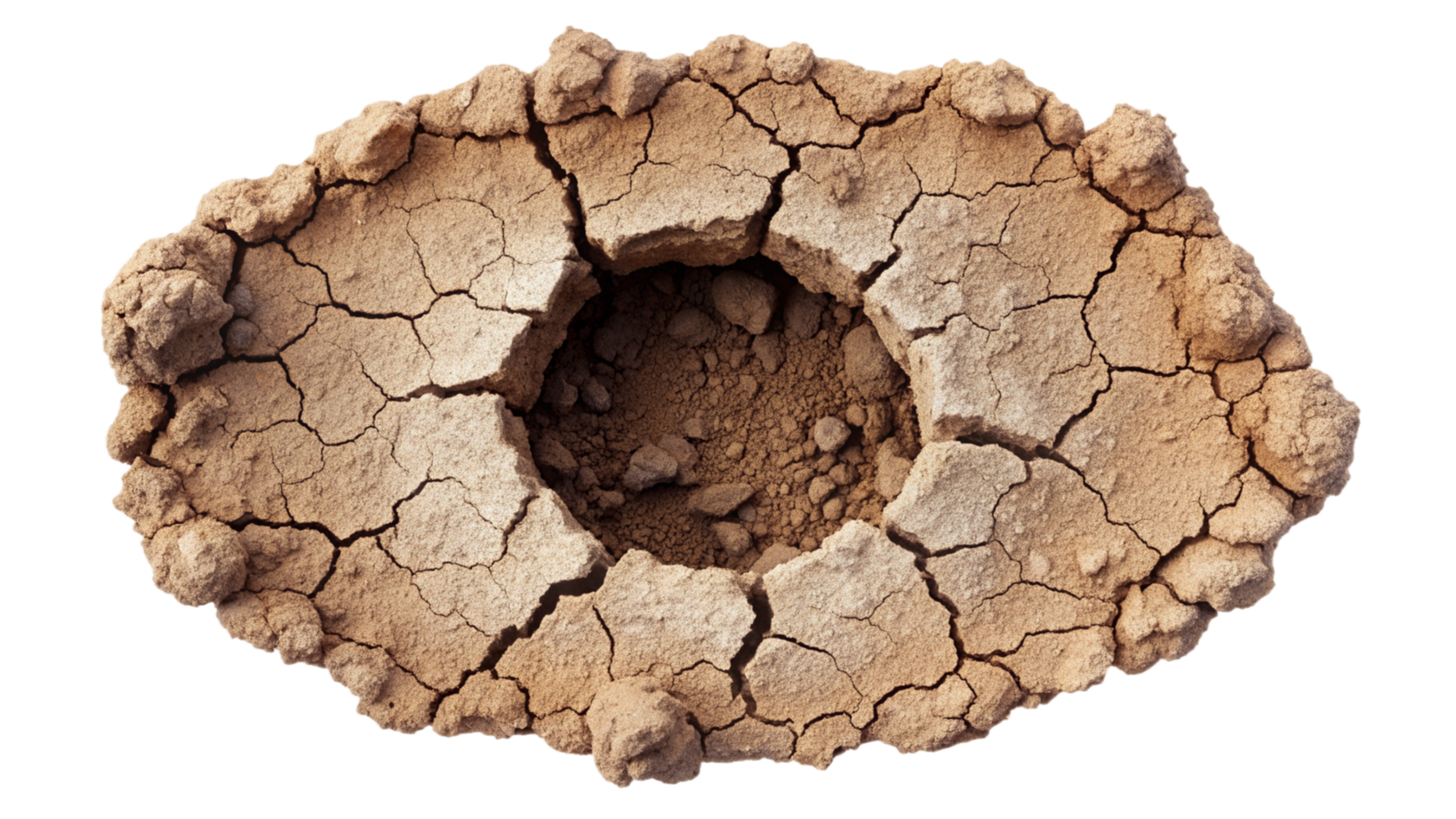 Earth hole with cracks isolated on transparent background png