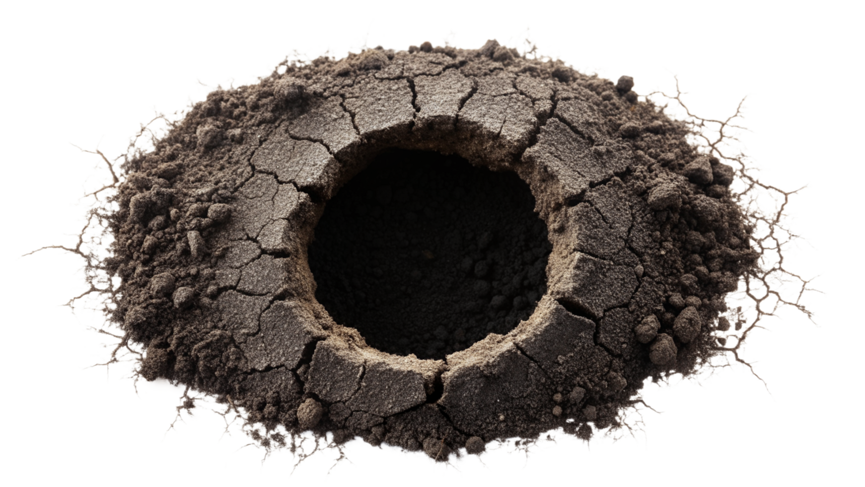 Earth hole with cracks isolated on transparent background png
