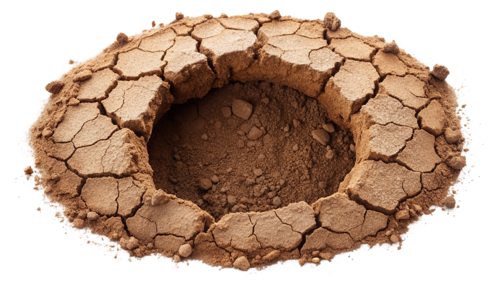Earth hole with cracks isolated on transparent background png