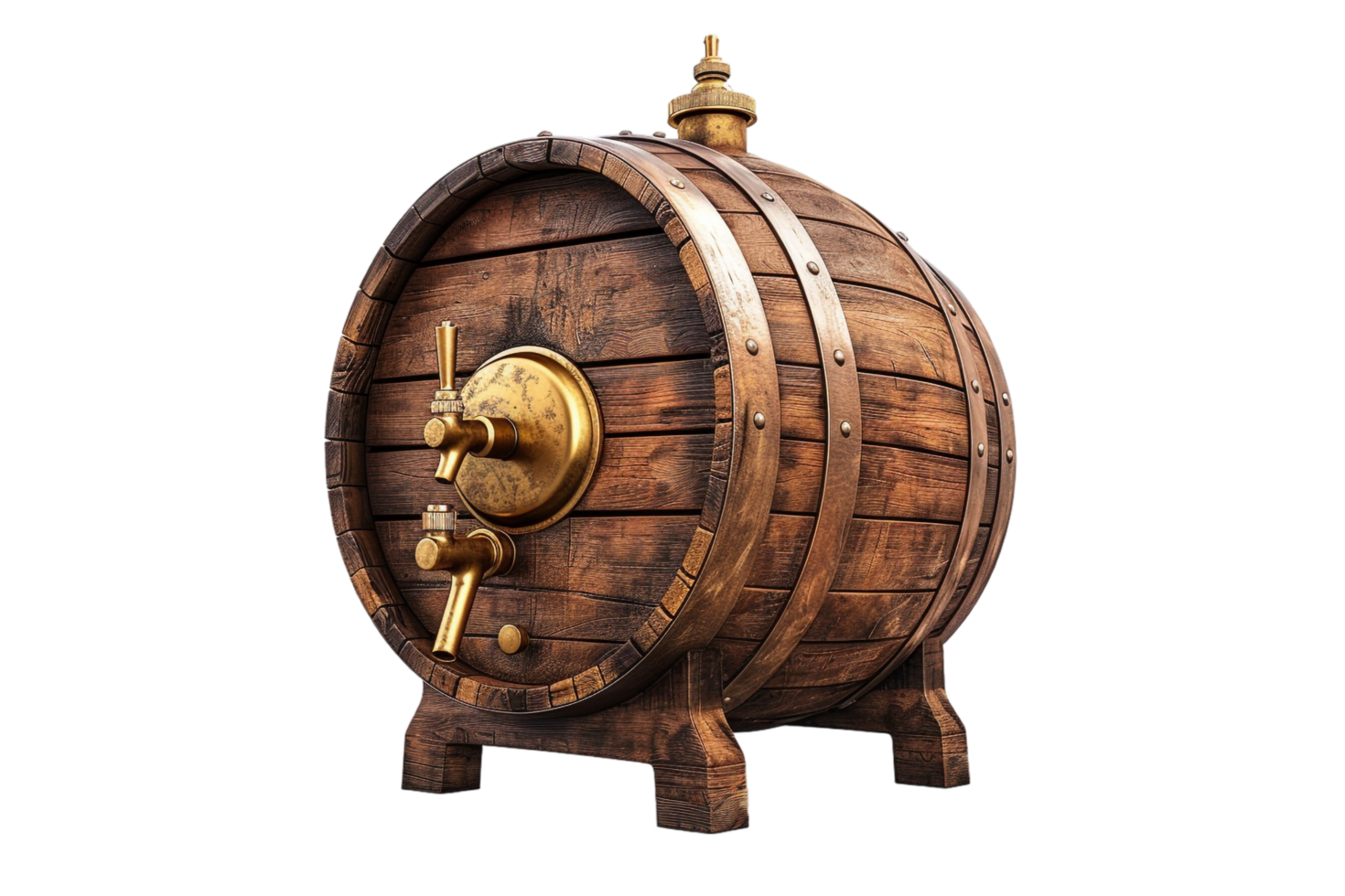 Isolated wooden beer barrel with faucet against transparent background ...