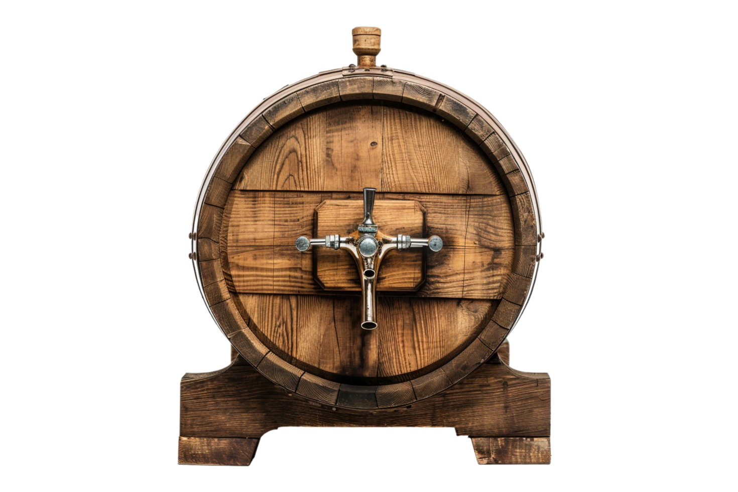 Isolated wooden beer barrel with faucet against transparent background ...