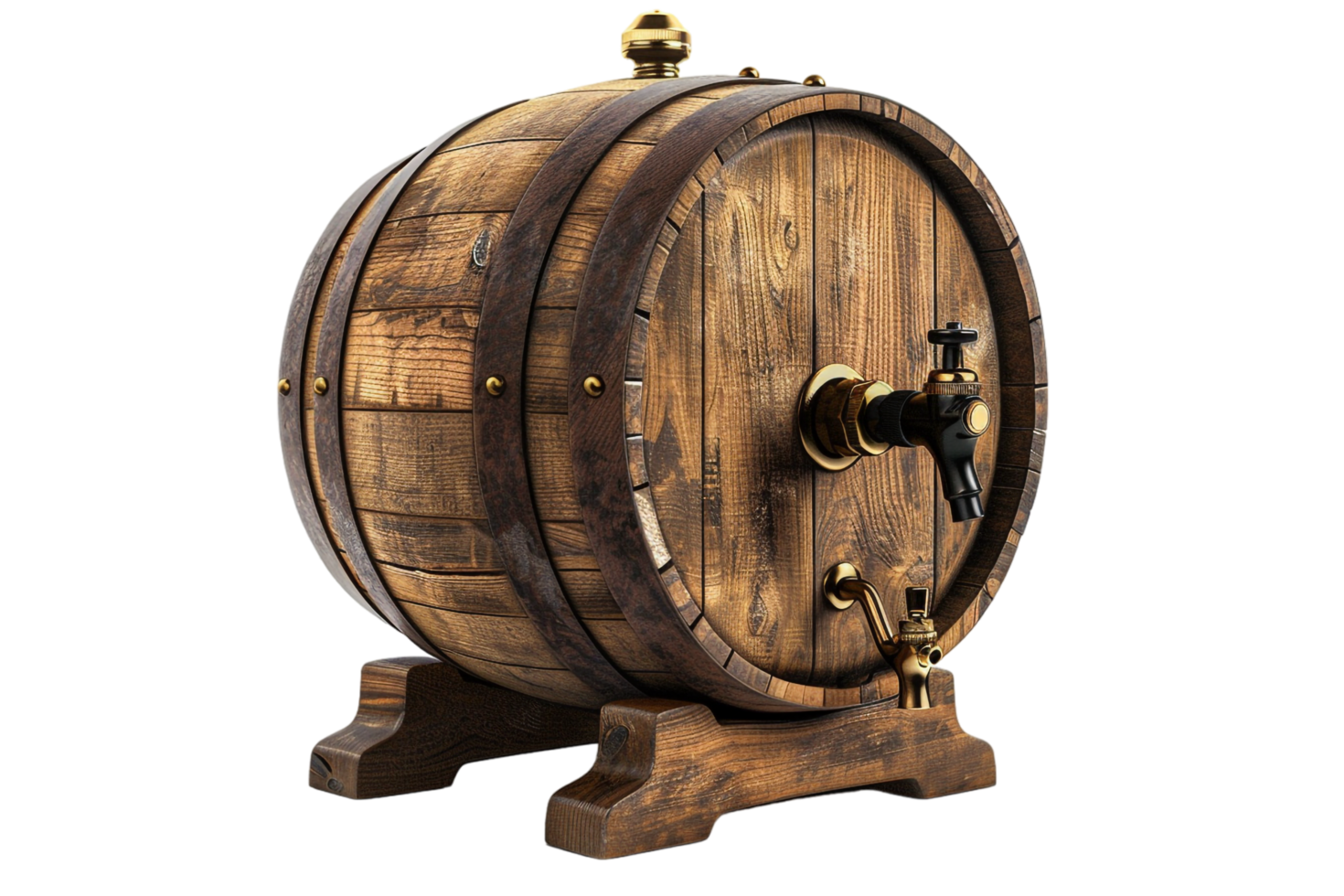 Isolated wooden beer barrel with faucet against transparent background ...