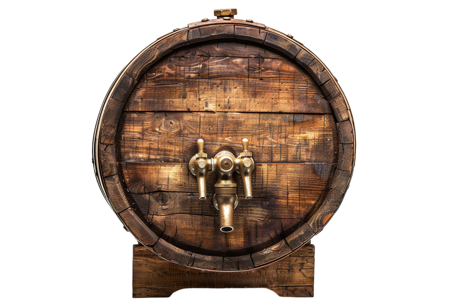 Isolated wooden beer barrel with faucet against transparent background ...
