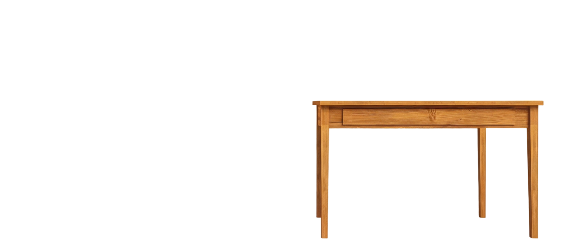 Isolated wooden desk with drawer against transparent background png