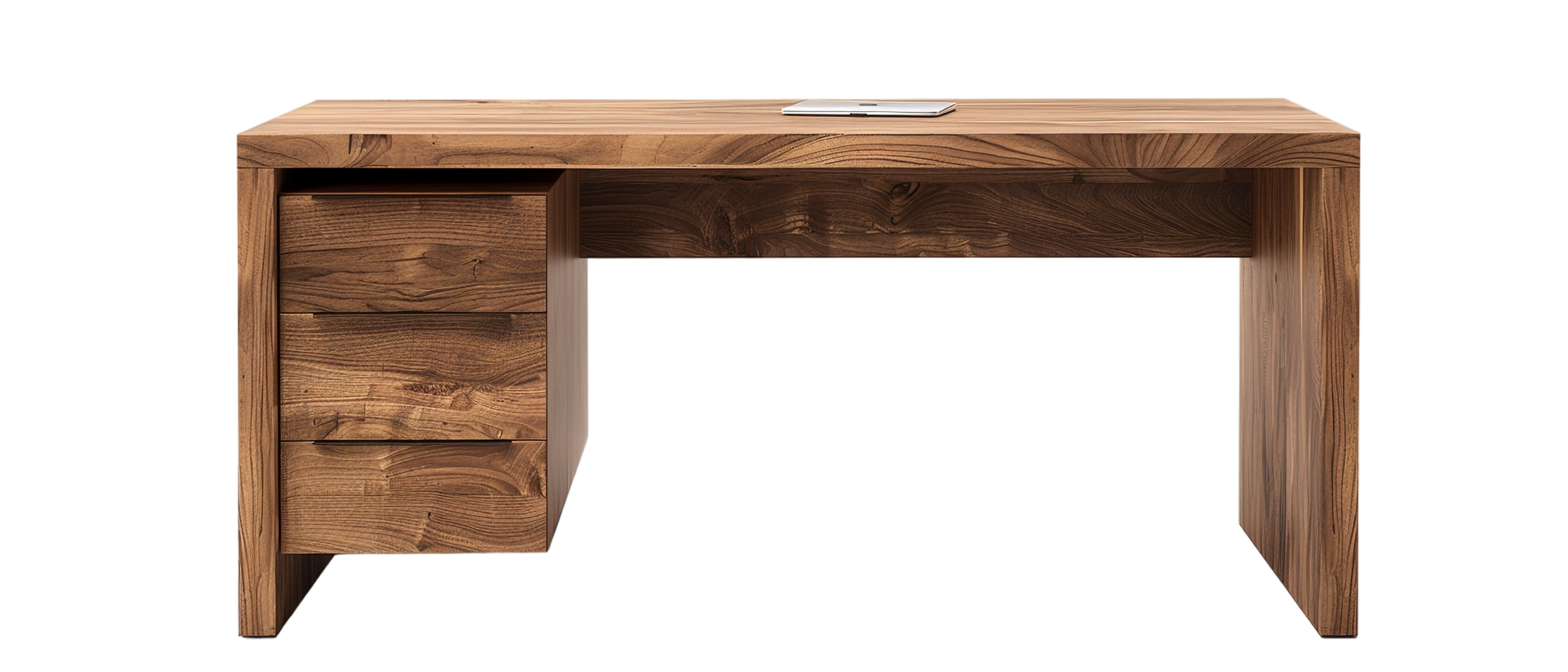 Isolated wooden desk with drawer against transparent background png