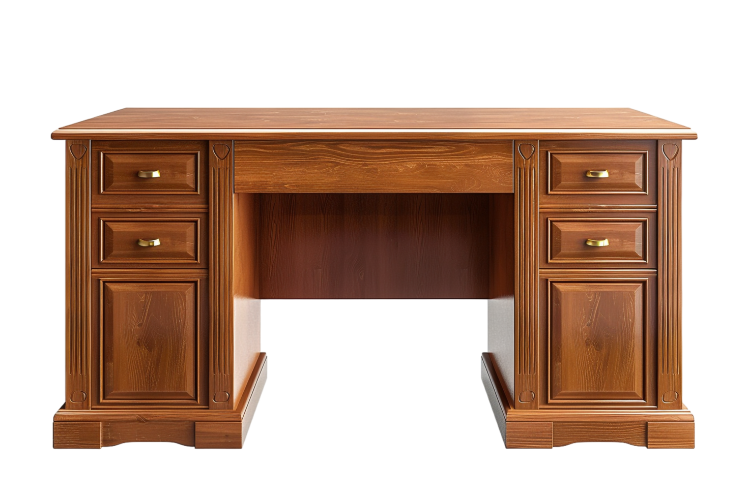 Isolated wooden desk with drawer against transparent background png