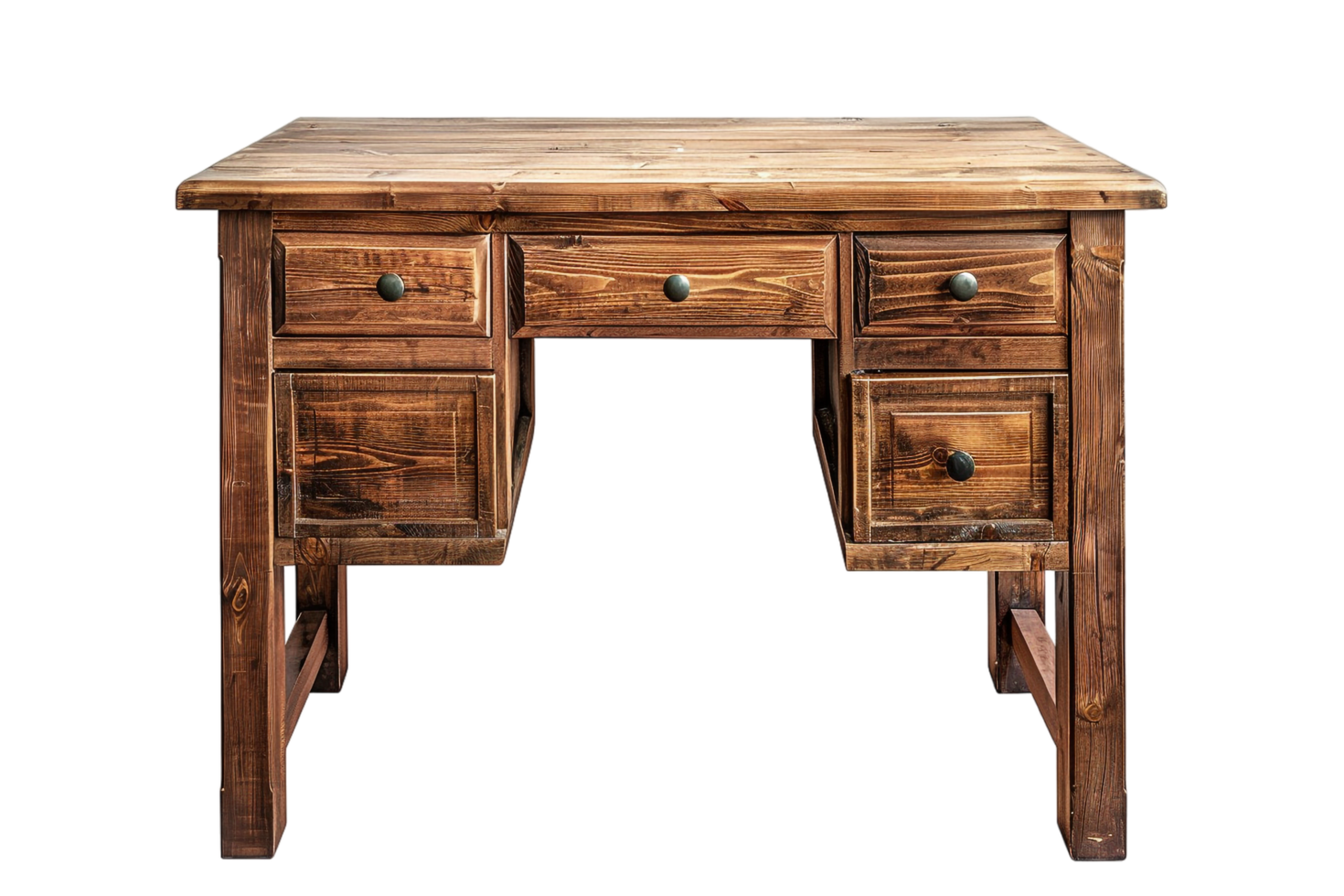 Isolated wooden desk with drawer against transparent background png