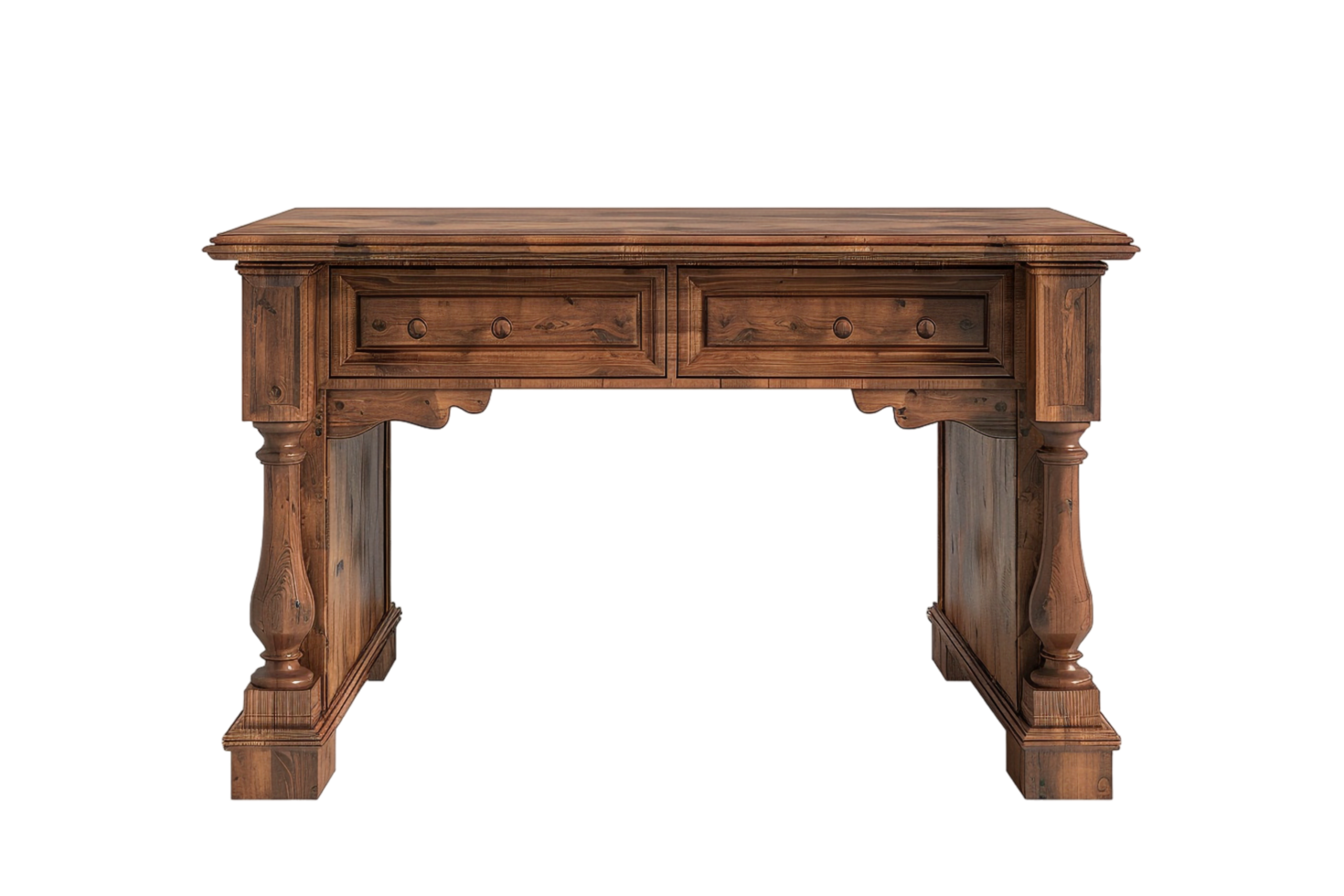 Isolated wooden desk with drawer against transparent background png