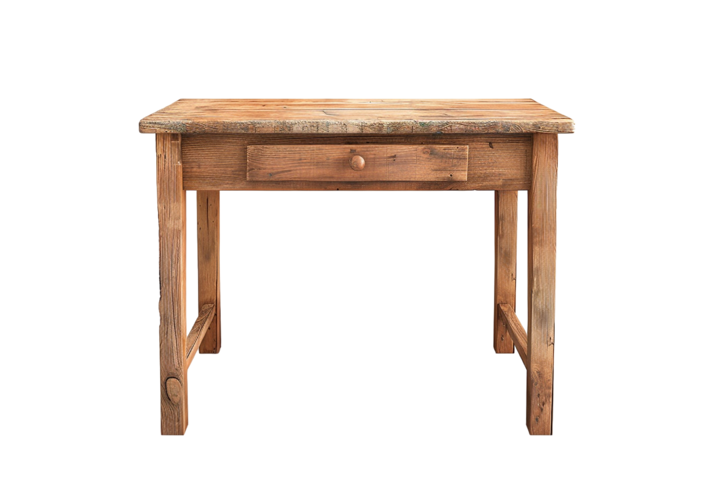 Isolated wooden desk with drawer against transparent background png