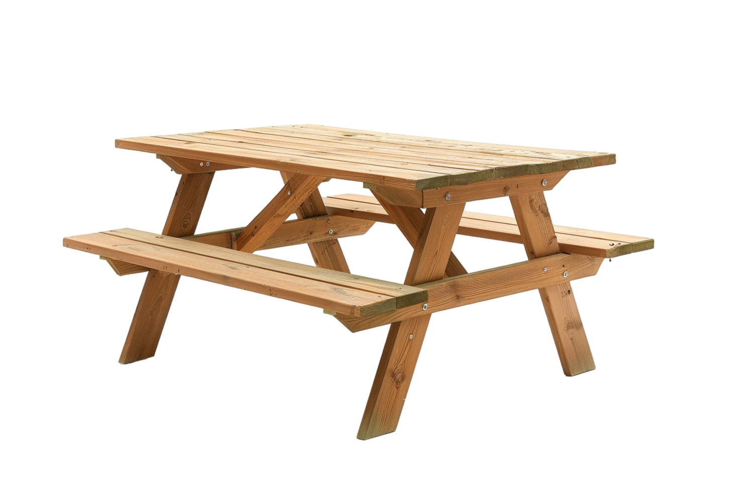 Isolated wooden picnic table on transparent background png