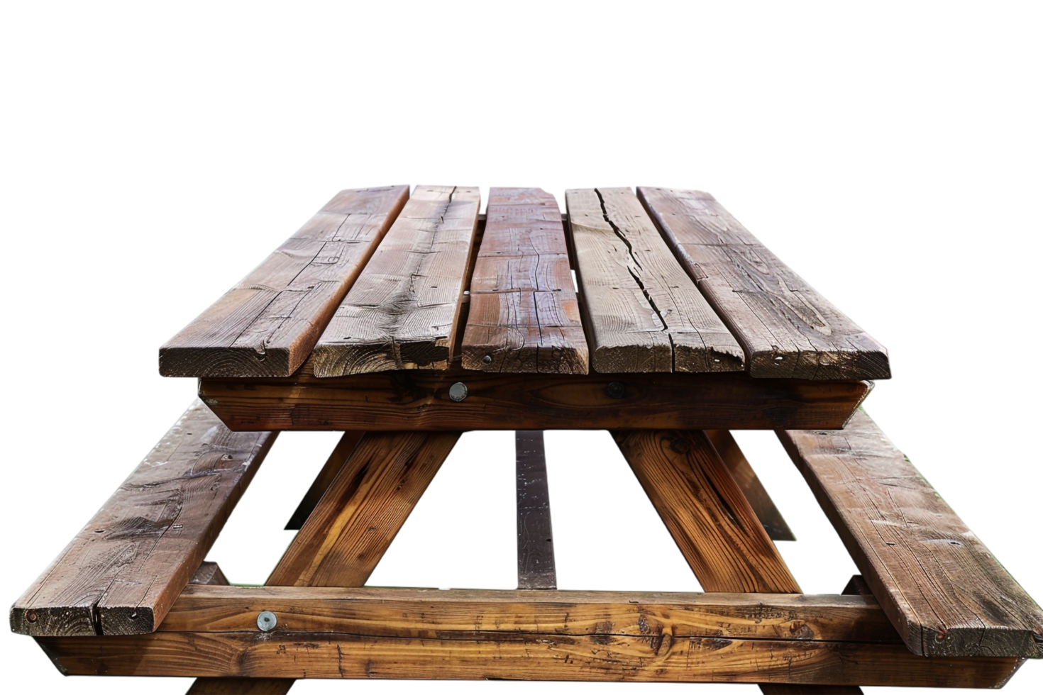 Isolated wooden picnic table on transparent background png