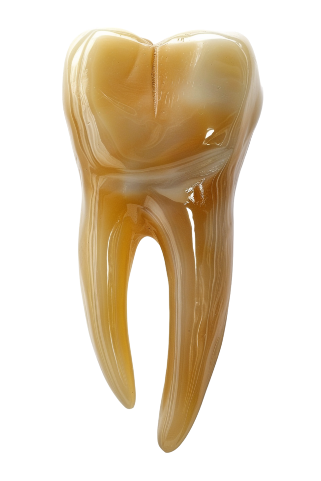 Isolated yellowish tooth on transparent background png
