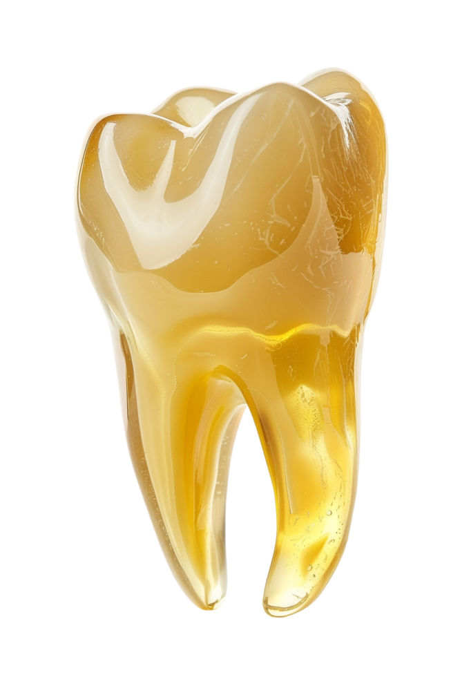 Isolated yellowish tooth on transparent background png