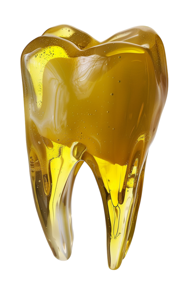 Isolated yellowish tooth on transparent background png
