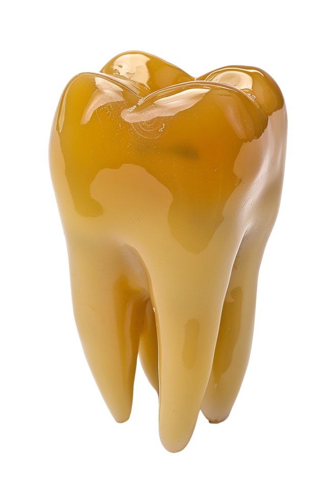 Isolated yellowish tooth on transparent background png
