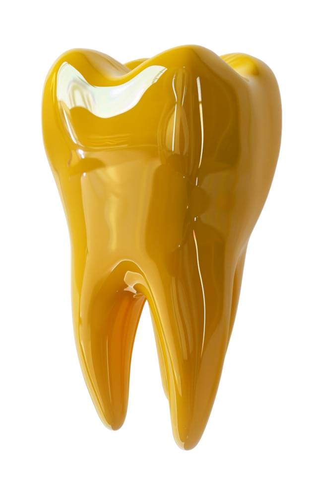 Isolated yellowish tooth on transparent background png