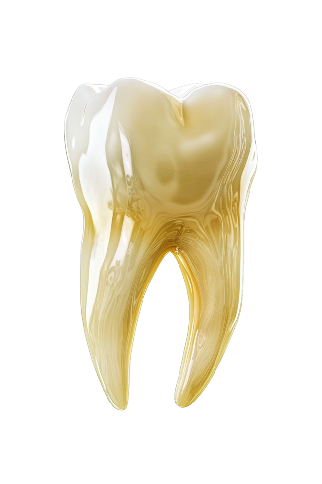 Isolated yellowish tooth on transparent background png