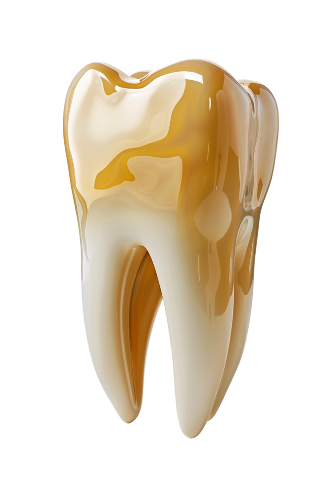 Isolated yellowish tooth on transparent background png