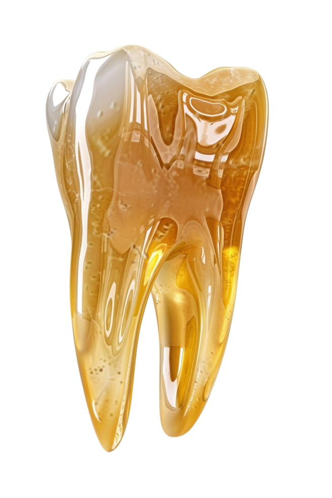 Isolated yellowish tooth on transparent background png