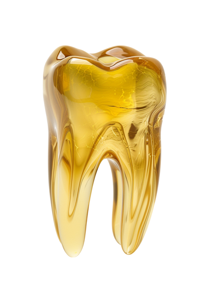 Isolated yellowish tooth on transparent background png