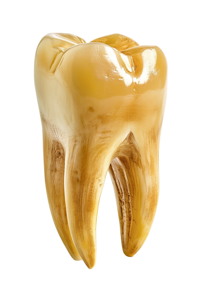 Isolated yellowish tooth on transparent background png