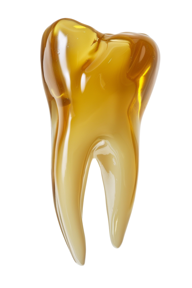 Isolated yellowish tooth on transparent background png