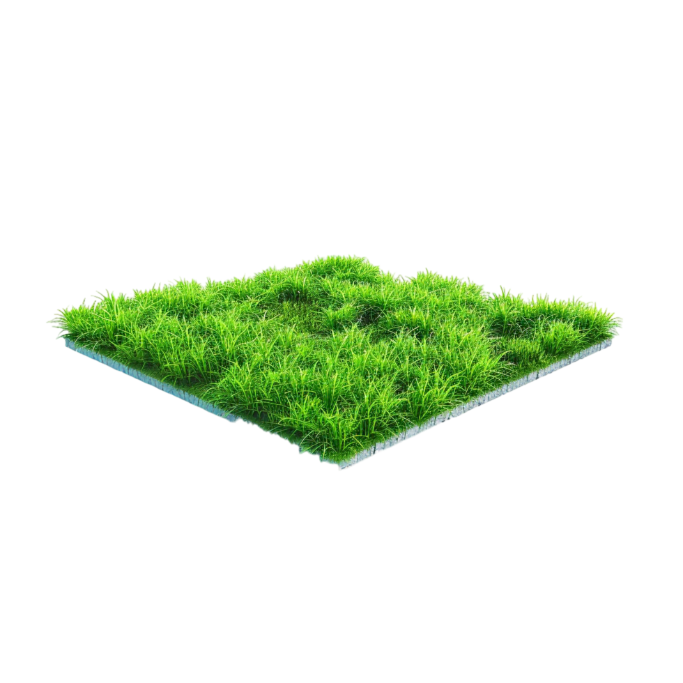Isometric empty grass field with sky and clouds png
