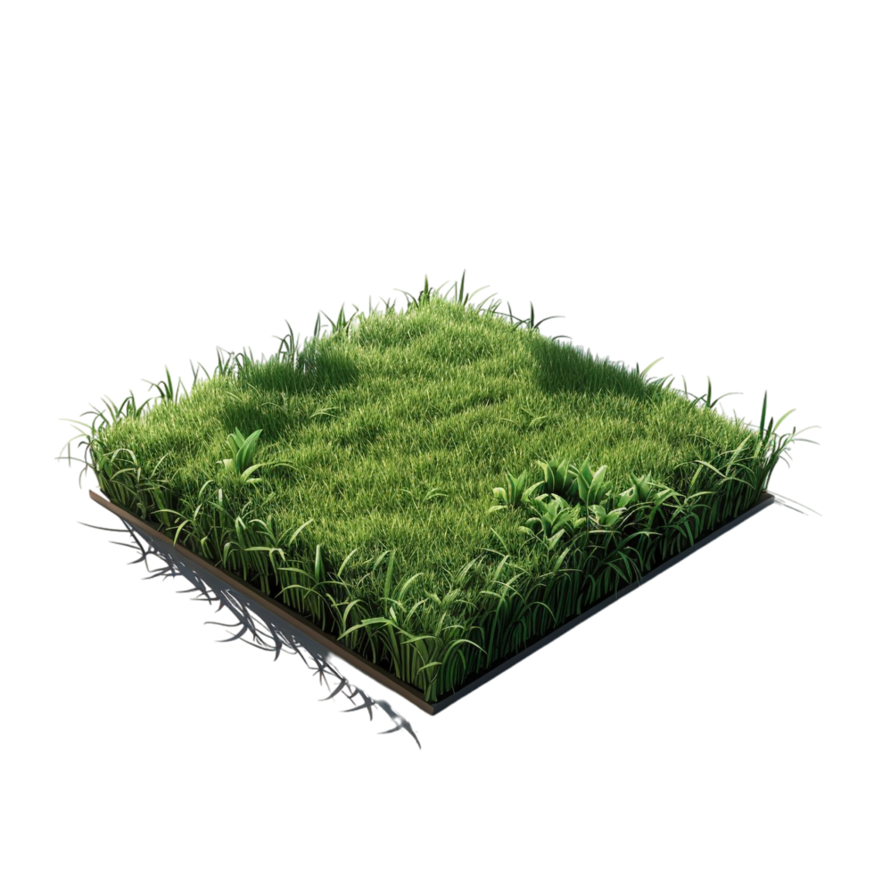 Isometric empty grass field with sky and clouds png