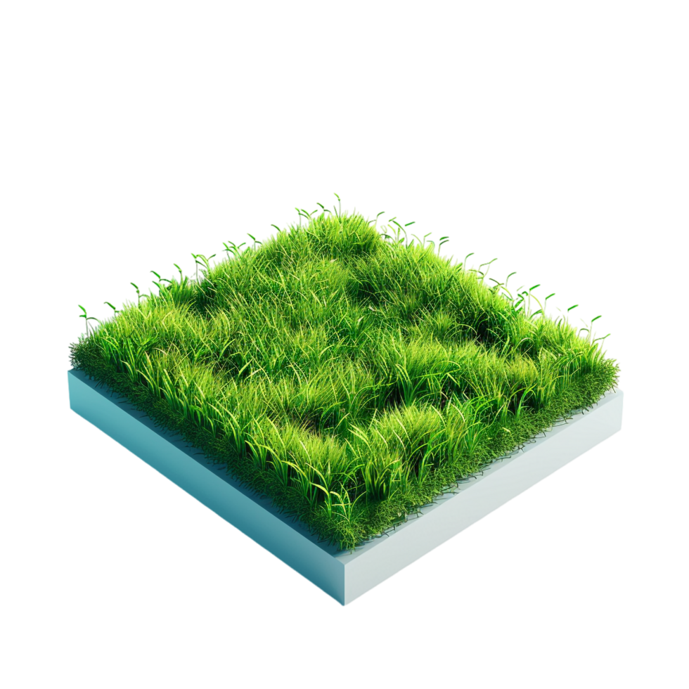 Isometric empty grass field with sky and clouds png
