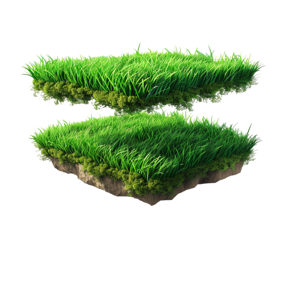 Isometric empty grass field with sky and clouds png