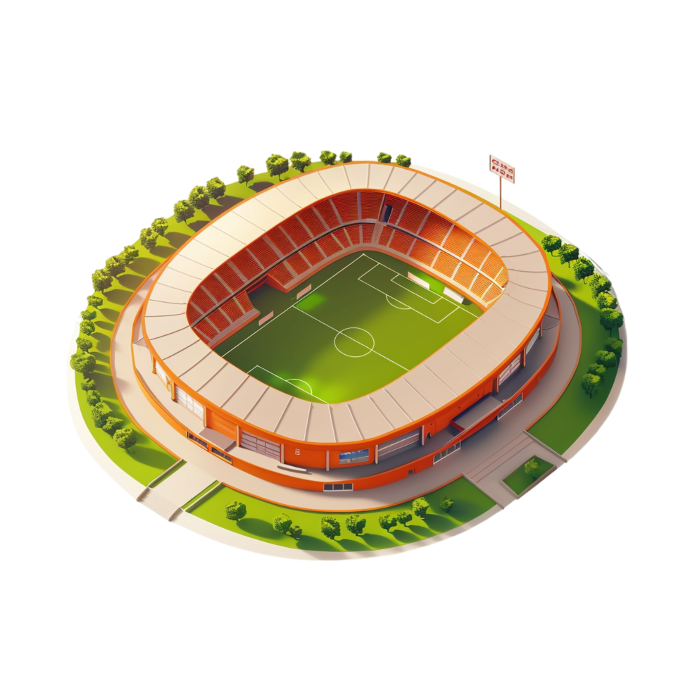 Isometric stadium isolated on transparent background png