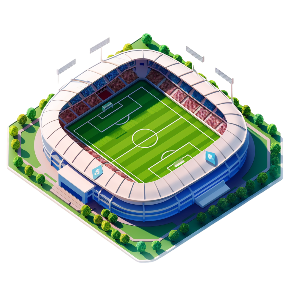 Isometric stadium isolated on transparent background png