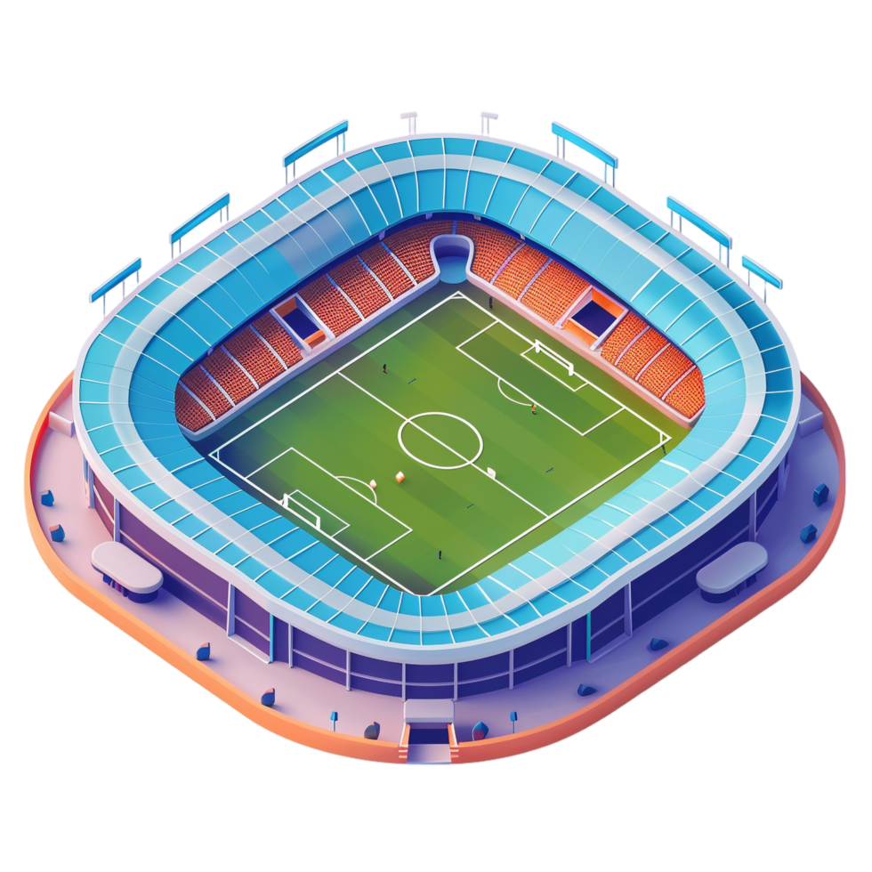 Isometric stadium isolated on transparent background png