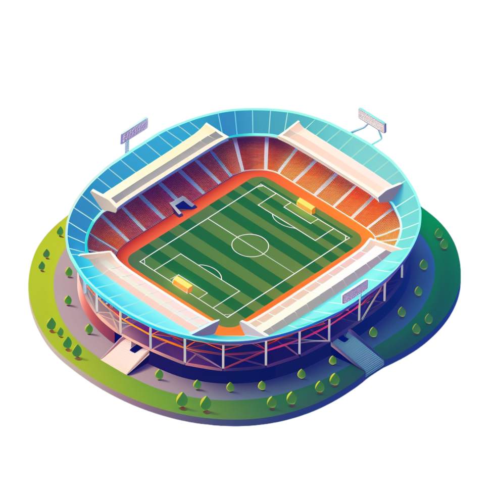 Isometric stadium isolated on transparent background png
