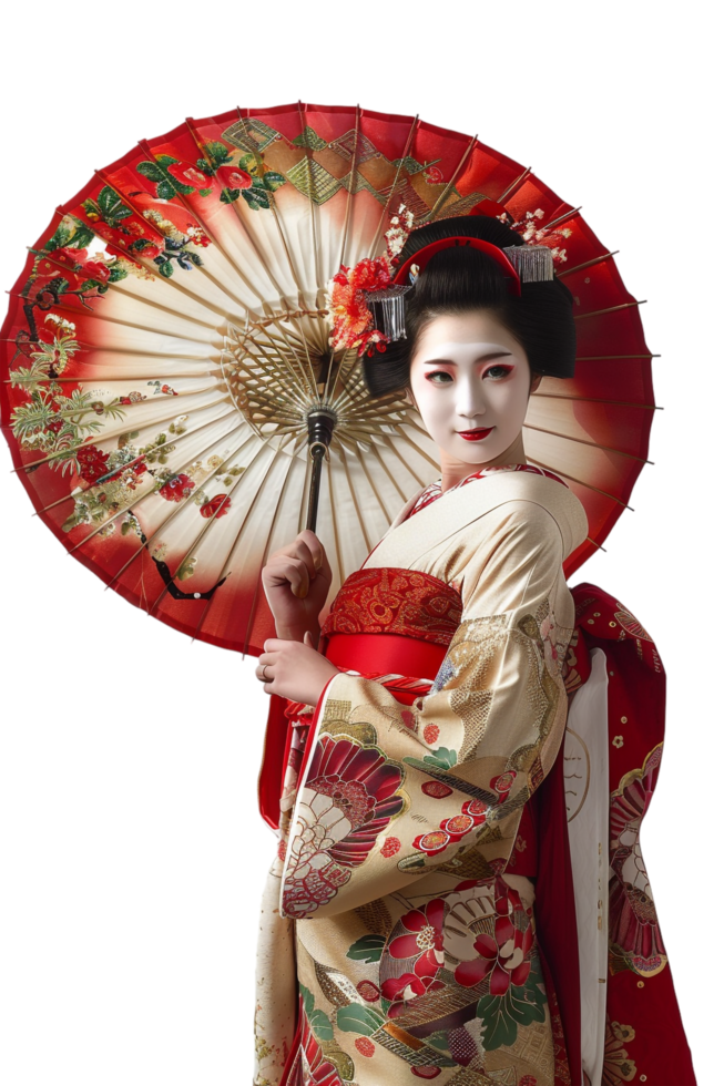 Japanese geisha isolated on transparent png