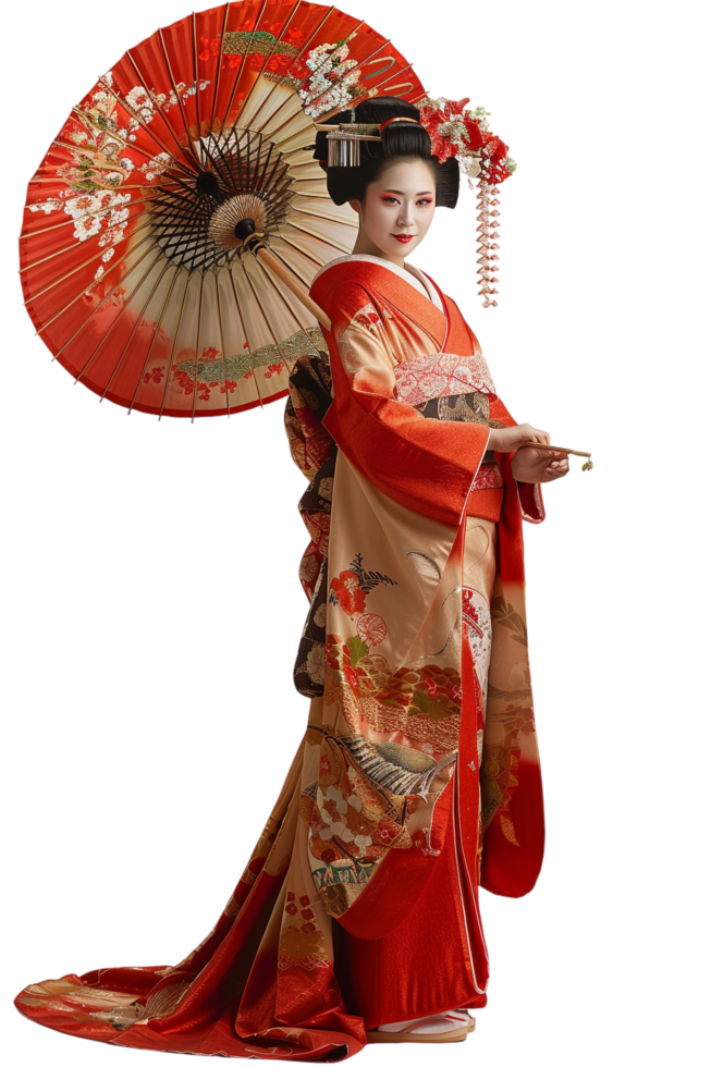 Japanese geisha isolated on transparent png