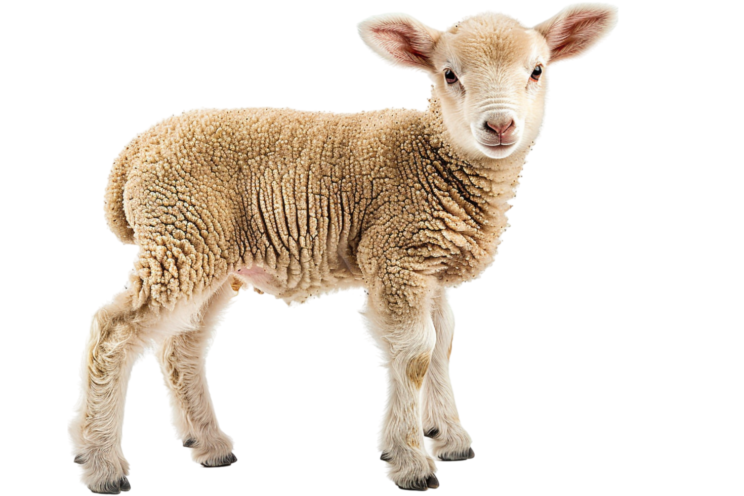 Lamb posing alone against transparent background png