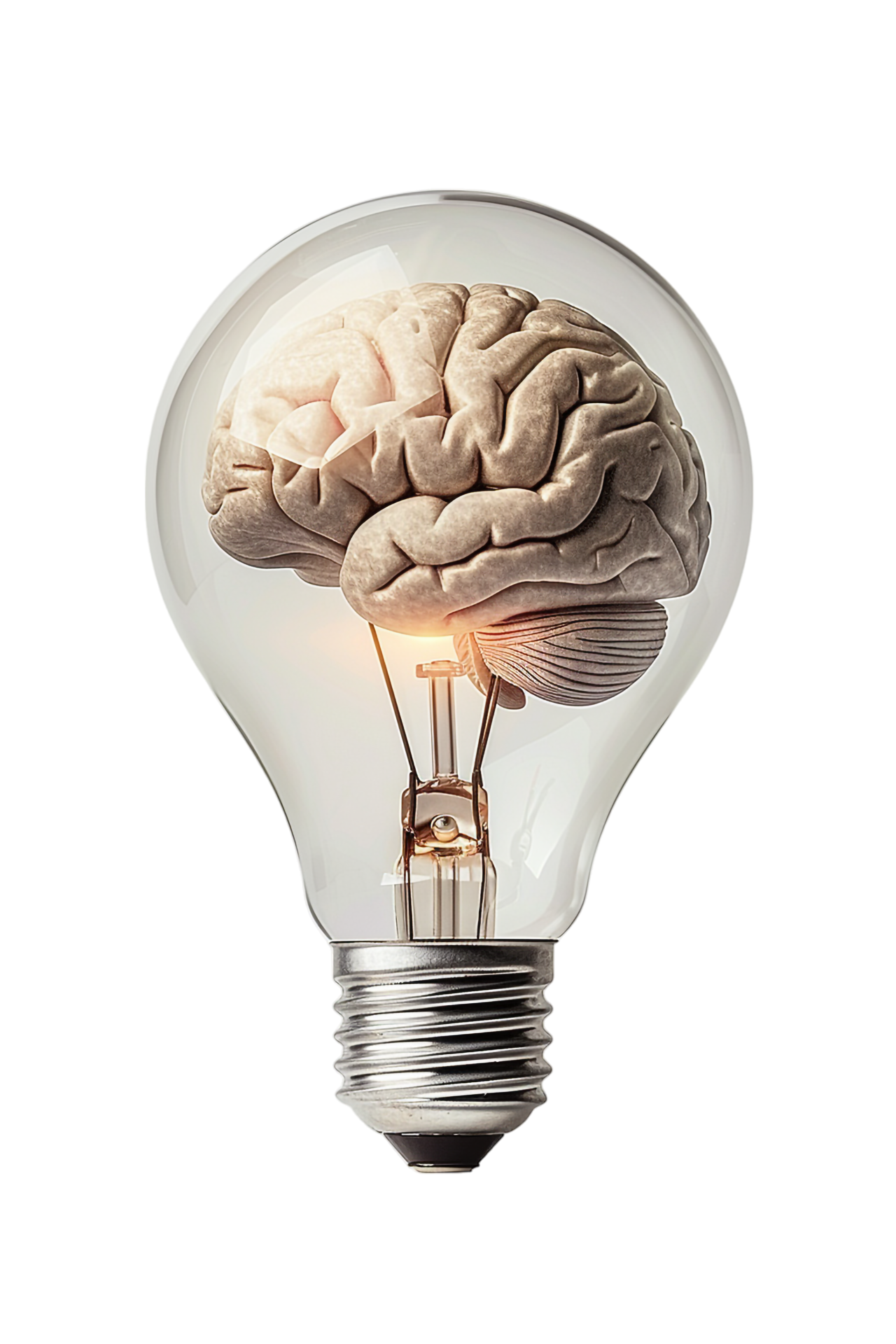 Lightbulb with brain alone against transparent background 48412410 PNG