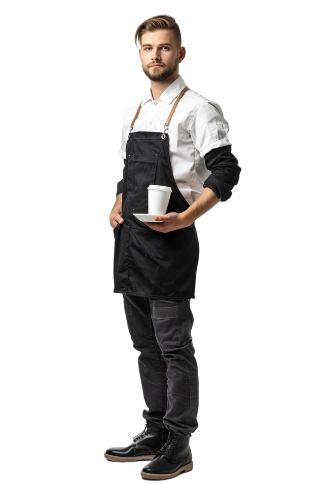 Male Barista Alone on transparent Background png