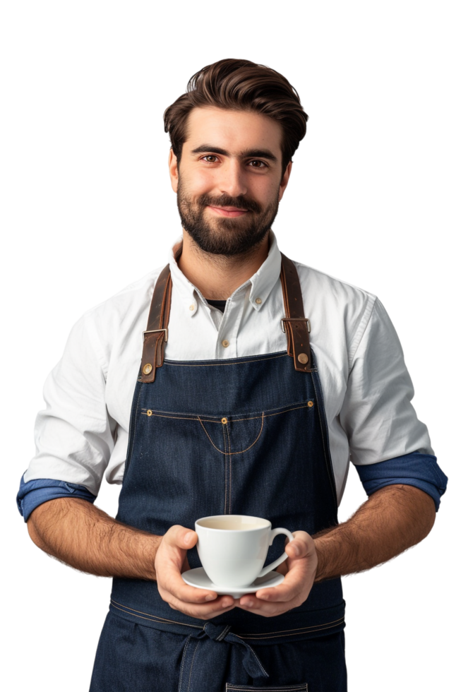 Masculin barista seul sur transparent Contexte png