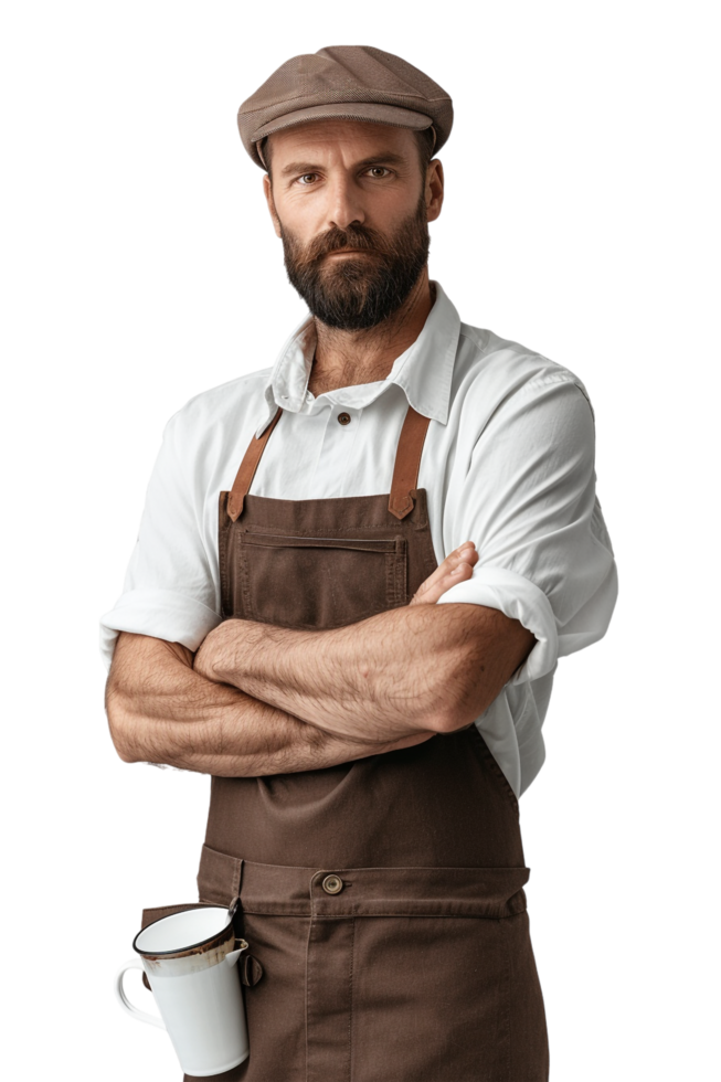 Male Barista Alone on transparent Background png