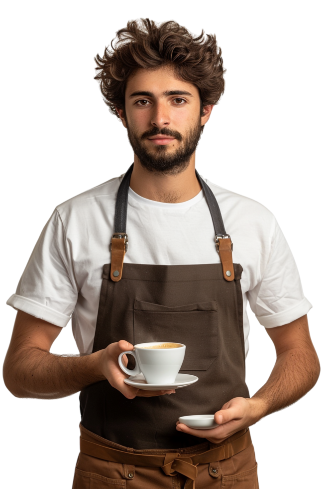 Male Barista Alone on transparent Background png