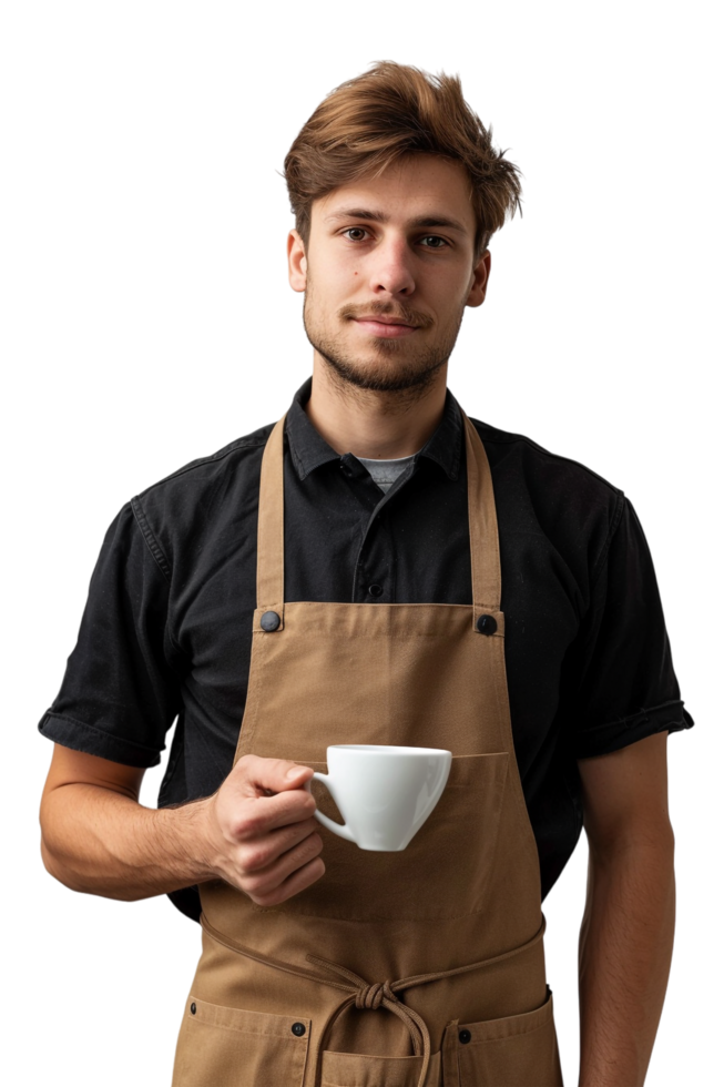 Male Barista Alone on transparent Background png
