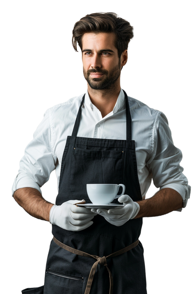 Male Barista Alone on transparent Background png