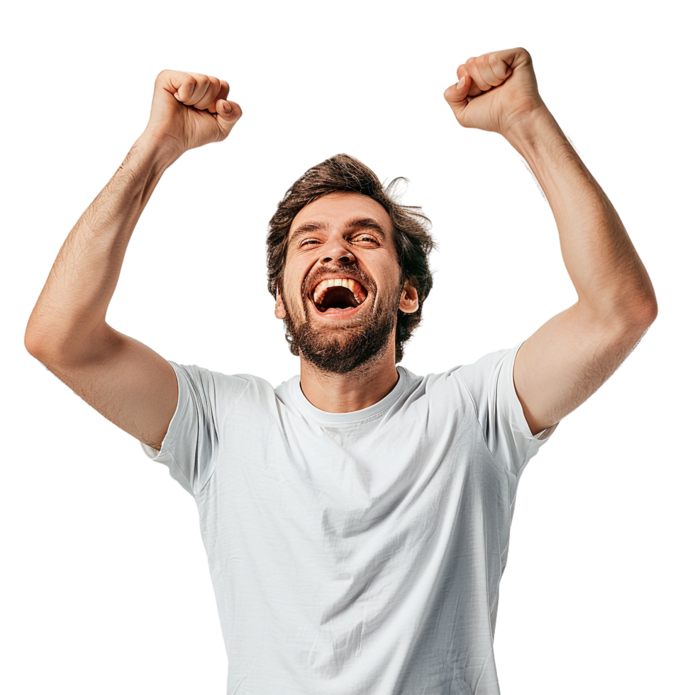 Man cheering isolated on transparent png