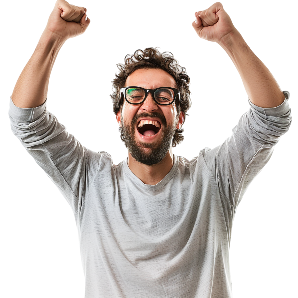 Man cheering isolated on transparent png